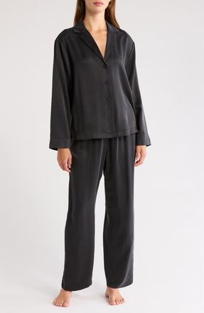 Lunya Washable Silk Pajamas in Immersed Black at Nordstrom, Size X-Large