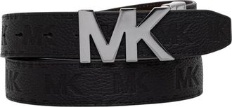 Michael Kors Omkeerbare Riem met Logo in Reli&euml;f van Leer - Heren - Riemen - Zwart - ONE Size - Leer - Accessoires
