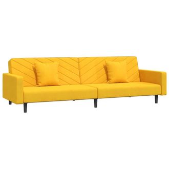 vidaXL Sof&aacute; Cama De 2 Plazas Con Dos Almohadas Terciopelo Amarillo Vidaxl