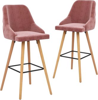 vidaXL Vidaxl - Taburetes De Cocina 2 Unidades Terciopelo Rosa