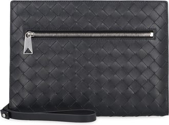 Bottega Veneta Mens Intrecciato Vn Leather Document Case Black Calfskin Laptop Bags & Briefcases