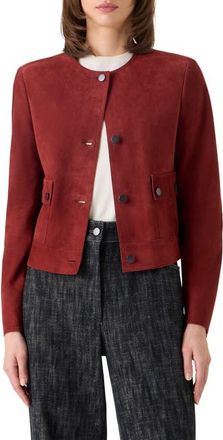 Akris Boxy Suede Jacket in Pomegranate at Nordstrom, Size 10