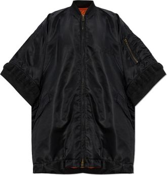 Maison Margiela Poncho met Geborduurd Logo - Dames - Ponchos - Zwart - 2XS - Katoen - Jassen