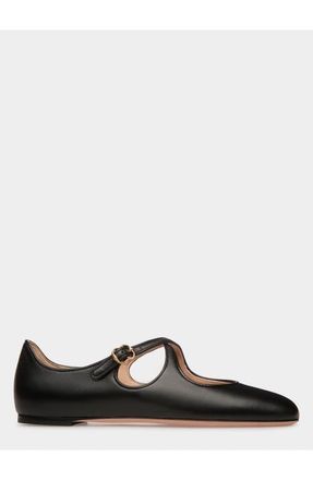 Bally rina Flat In Lamb Nappa Leather Lined with Goat Leather in Black at Nordstrom, Size 39.5