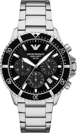 Emporio Armani World Explorer Solar Chronograph Bracelet Watch, 43.5mm in Silver at Nordstrom