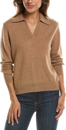 Fort&eacute; Cashmere Split Neck 100% Cashmere Polo Sweater