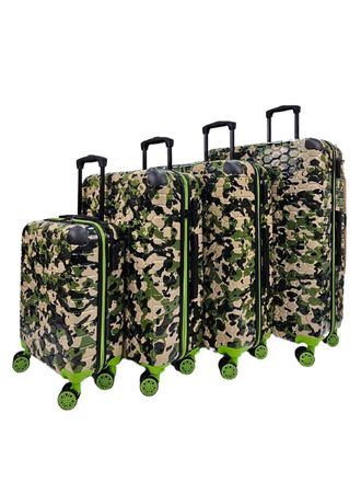 Infinity Leather Hardshell Green Cabin Robuuste ABS-bagagekofferset met 8 wielen