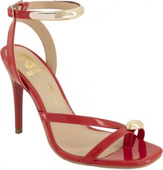 Andrea Womens Ankle-Strap High-Heeled Sandal In Red