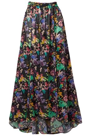Caroline Constas Hera Maxirock aus Chiffon mit floralem Print - Schwarz - L