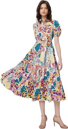 Diane Von F&uuml;rstenberg Kleedjes, Dames, Veelkleurig, S, Katoen, Queena Dress