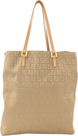 Fendi Zucca Beige Canvas Tote Bag (Pre-Owned)