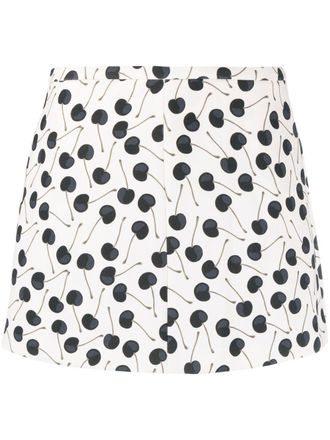 Red Valentino cherry-print mini skort - women - Polyester/Spandex/Elastane - 38 - Neutrals