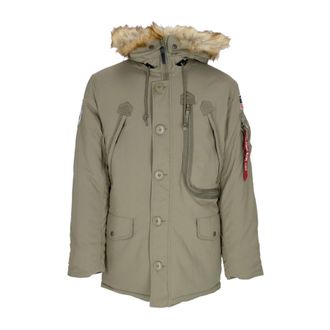 Alpha Industries Alpha Industries, Winter Jackets, male, Green, Size: XL Polar Jacket with Zip Closure