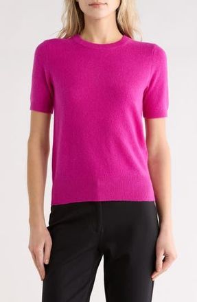 Nordstrom Short Sleeve Cashmere Sweater in Pink Wild Aster at Nordstrom Rack, Size Xx-Small