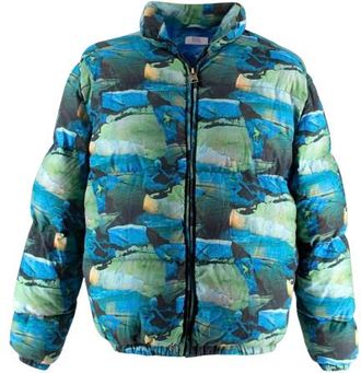 ERL Green/Blue Printed Quilted Puffer Jacket Size L