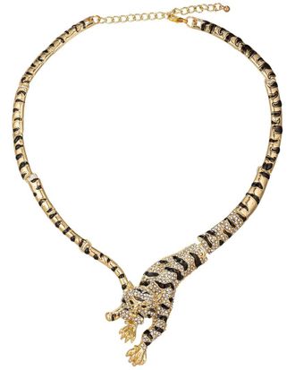Eyecandy LA Eye Candy La Glass Crystal Jumping Leopard Collar Necklace