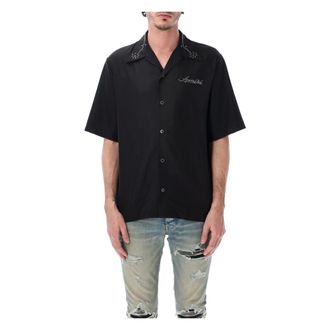 Amiri Short Sleeve Shirts, male, Black, Size: L Stud Camp Shirt