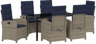 vidaXL Garden Dining Set 7 pcs Grey Poly Rattan Vidaxl