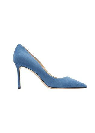 Jimmy Choo London Romy 85 Blue Suede Pumps Size 36.5