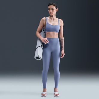 Nike Womens One Seamless Front High-Waisted Full-Length Leggings in Blue | HJ9195-499