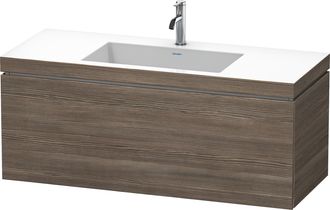 Duravit Lavabo Para Muebles Duravit L-cube C-bonded Con Base, Colgante, 120x48 Cm, 1 Extra&iacute;ble, Sin Rebosadero, 1 Agujero Para Grifo, Color: Pino Terra Decor 