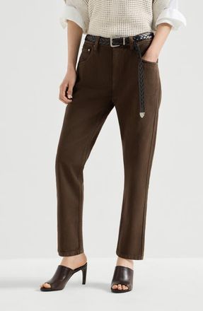 Brunello Cucinelli Straight five-pocket trousers in Chocolate at Nordstrom, Size 46 It