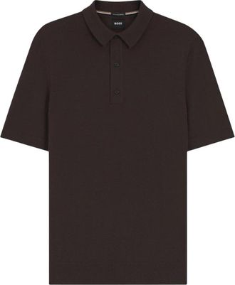 HUGO BOSS Merino Knit Polo - Heren - Polos - Bruin - 2XL - Wol - Tops