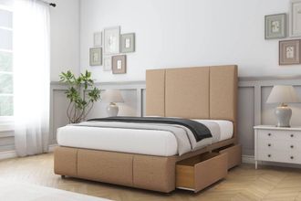 Sloomy Lisbon Dumfries Divan Set 2 Drawers-26 Headboard-Footboard in Light Brown | Size: King