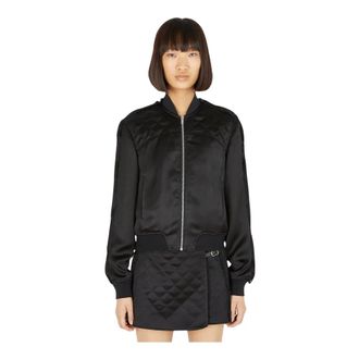 Durazzi Milano Bomber Jackets, female, Black, Size: XS Furry Trim Bomber Jacket