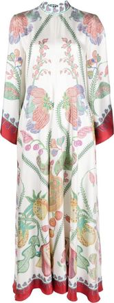 La DoubleJ Magnifico Flower Plac&eacute;e-print dress - women - Silk - M - White