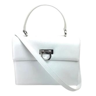 Ferragamo Pre-owned Gancini Handtas - Dames - Pre-owned - Wit - Maat: ONE Size Leer