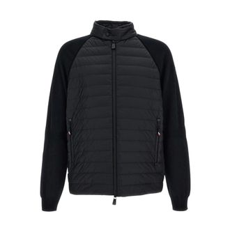 Moncler Down Jackets, male, Black, Size: XL Padded Zip Cardigan