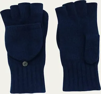 Portolano Jersey-Knit Cashmere Flip-Top Gloves