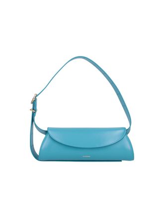 Jil Sander Blue Cannolo Cylindrical Calfskin Shoulder Bag