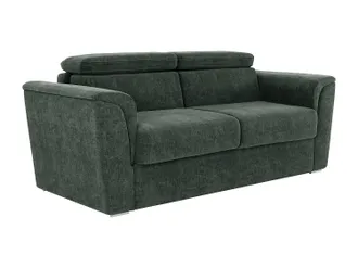 Vente-Unique Divano Letto 4 Posti Express In Tessuto Testurizzato Verde Rete A Doghe Larghe 160 Cm Materasso 22 Cm Memory Foam - Rizora