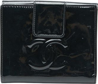 Chanel Black Multi-Color Patent Leather Wallet (Bi-Fold) (Pre-Owned)