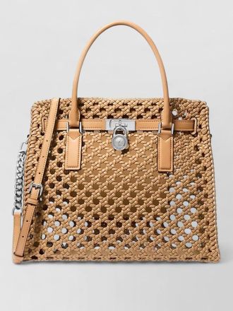 Michael Kors woven tote bag top handles detachable strap