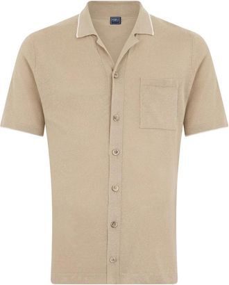 Fedeli Shirt met korte mouwen - Heren - Korte mouwen Overhemden - Beige - L - Katoen - Overhemden
