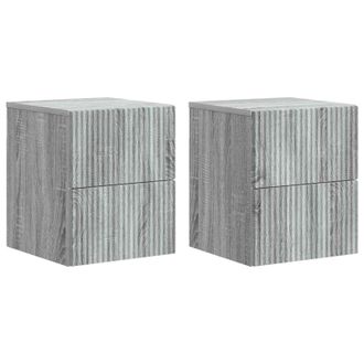 vidaXL Mesita De Noche De Pared 2 Pcs Gris Sonoma 33 X 34,5 X 40 Cm Vidaxl