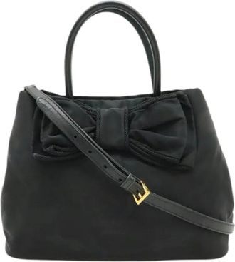 Prada Pre-owned Handbags, female, Black, Size: ONE SIZE Pre-owned Logo Jacquard Nylon 2way Bag