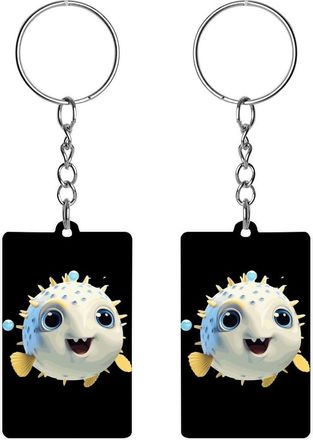Generic Puffer Fish Acrylic Keychain Fashion Charms Keychain Holder Keyrings Mini Pendant