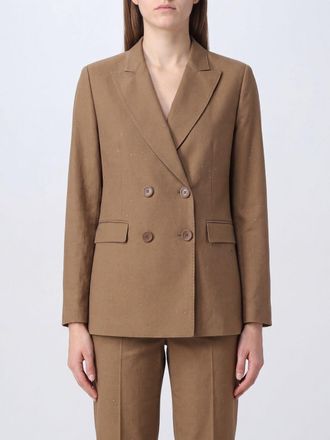 Herno Blazer doppiopetto slim fit in lino e viscosa con ricamo di cristalli