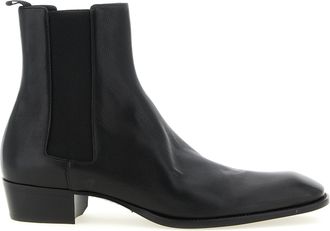 Saint Laurent Black Calfskin Chelsea Mens Boots