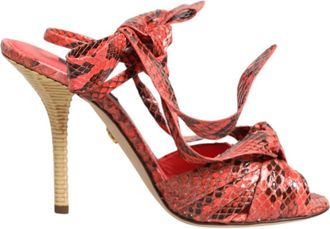 Dolce & Gabbana Koraal Python Leren Hakken Sandalen - Dames - Sandalen met hakken - Veelkleurig - 37 EU - Leer - Schoenen