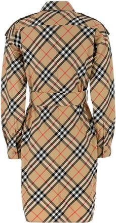 Burberry Womens Checked Cotton Dress Beige