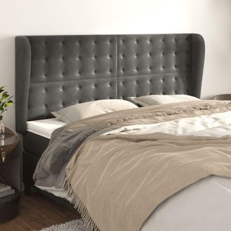 vidaXL Cabecero Con Orejas De Terciopelo Gris Oscuro 183x23x118/128 Cm Vidaxl