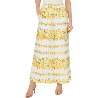 Ted Baker Floral Wide Leg Pants in Ultra White at Nordstrom Rack, Size X-Small