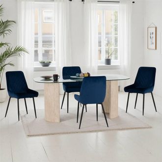 Seconique Modena Dining Set with Avery Chairs in Blue