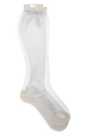 Maison Margiela Bootleg Sheer Knee High Socks in Dark Grey Melange at Nordstrom, Size Medium