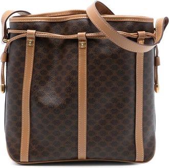 Celine Pre-owned Celine Macadam Coated Canvas Drawstring Crossbody Ladies M10